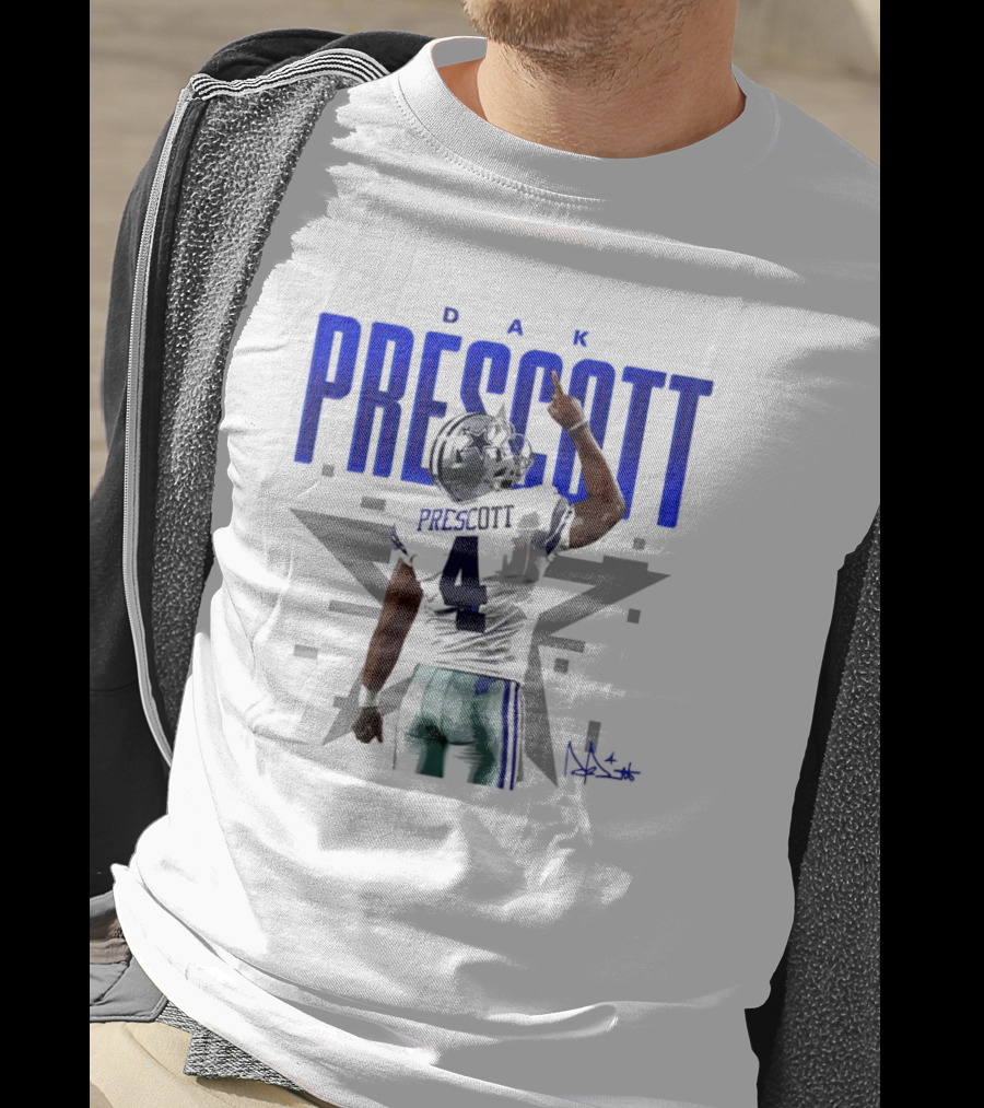 Dak Prescott Dallas Cowboys Number 4 Signature Star T-Shirt