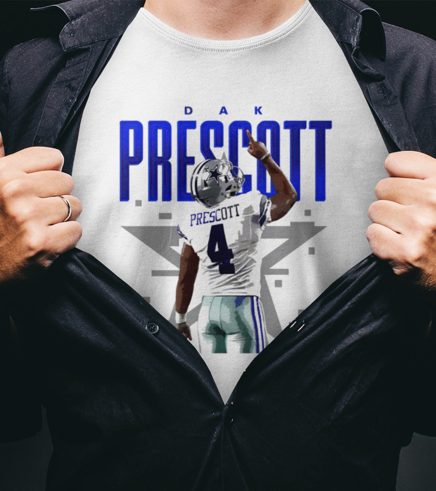 Dak Prescott Dallas Cowboys Number 4 Signature Star T-Shirt