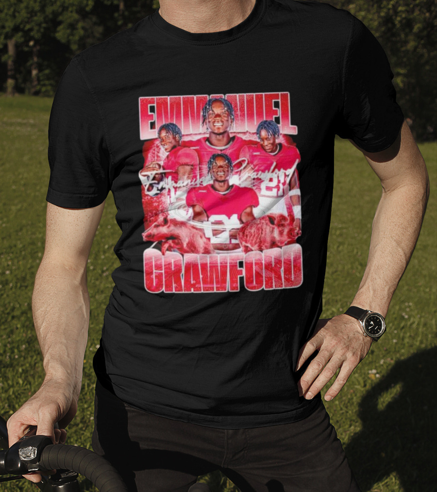 Emmanuel Crawford Arkansas Razorbacks Football Vintage Retro Collage T-Shirt