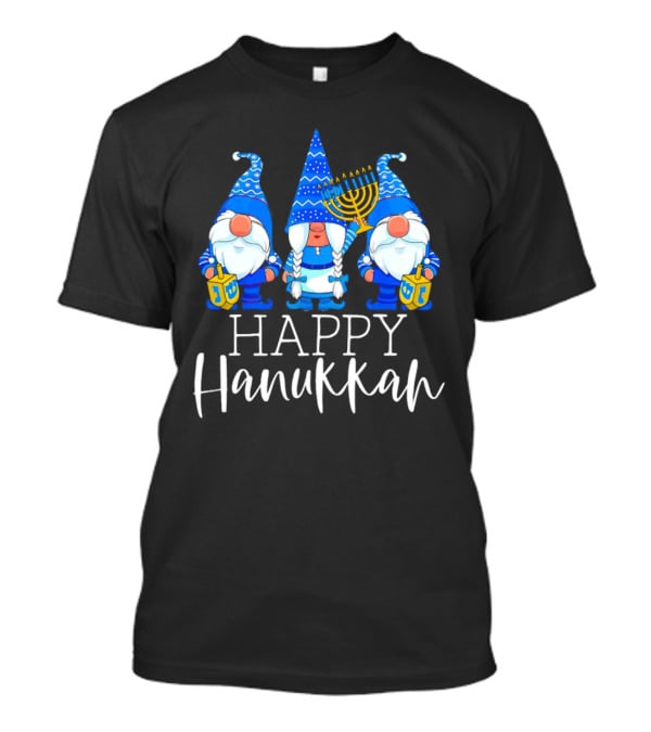 Gnomes Celebrating Hanukkah With Menorah And Dreidel T-Shirt