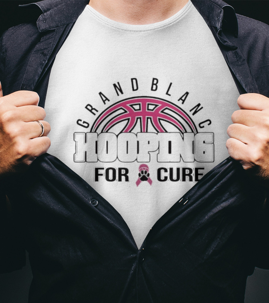 Grand Blanc Hooping For Cure Breast Cancer Awareness Basketball Event Pink T-Shirt