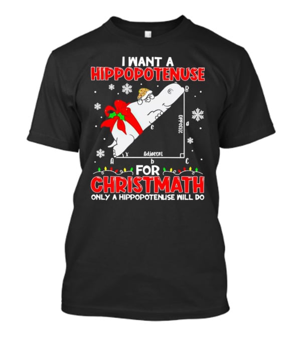 I Want A Hippopotenuse For Christmath Christmas Only A Hippopotenuse Will Do T-Shirt