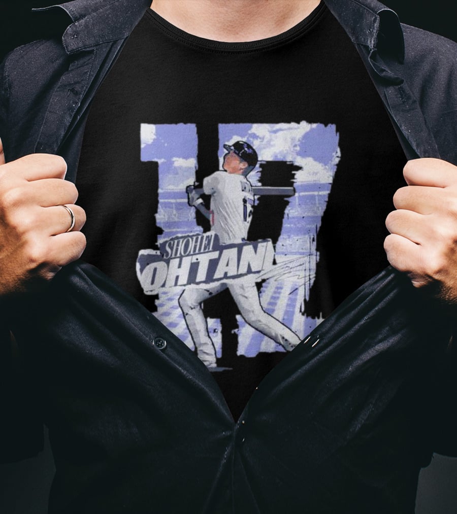 Shohei Ohtani Baseball Cartoon 17 Signature T-Shirt