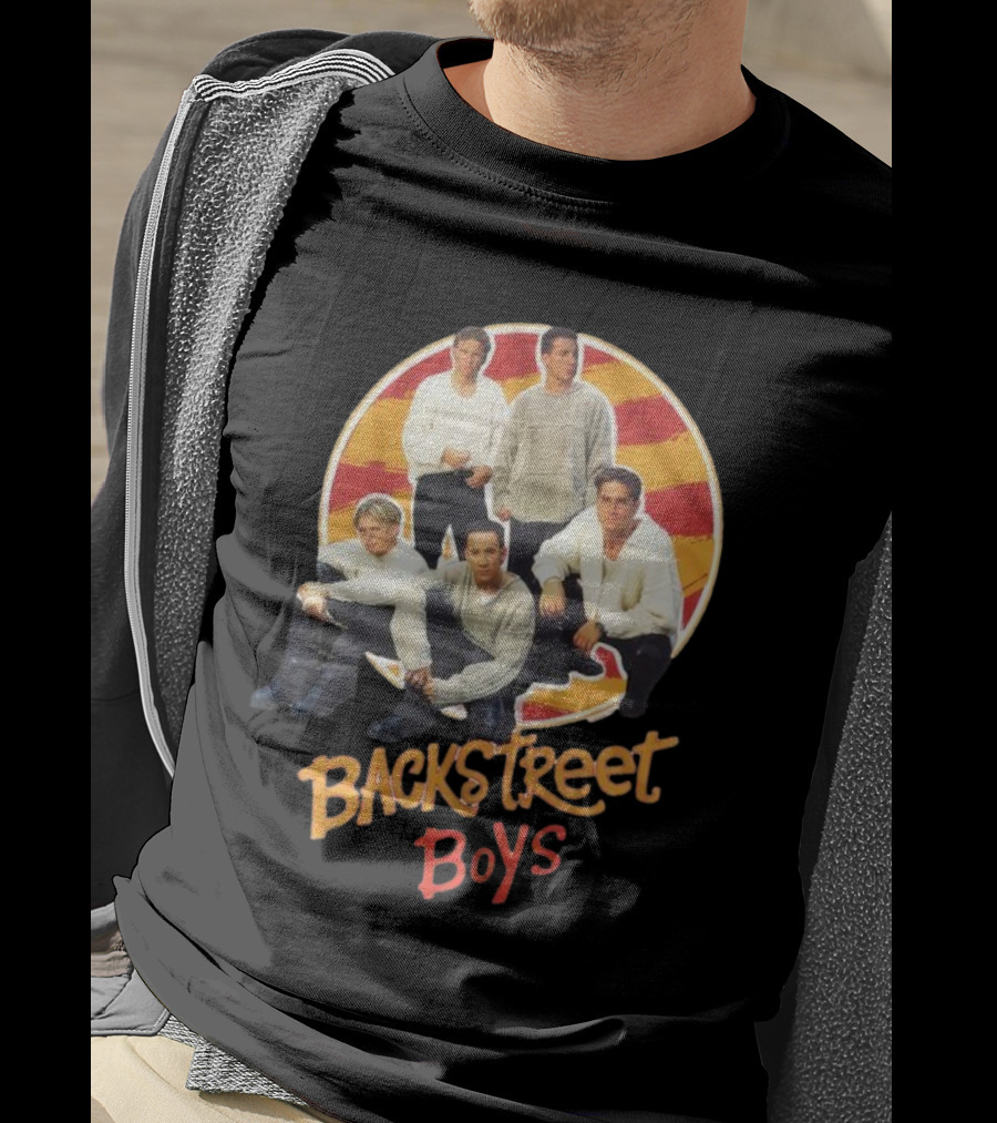 Backstreet Boys Striped Circle Group Image T-Shirt