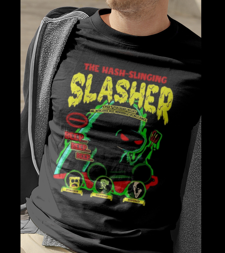The Hash-Slinging Slasher Every Tuesday Night Beep Beep Featuring Spongebob Squidward Nosferatu T-Shirt