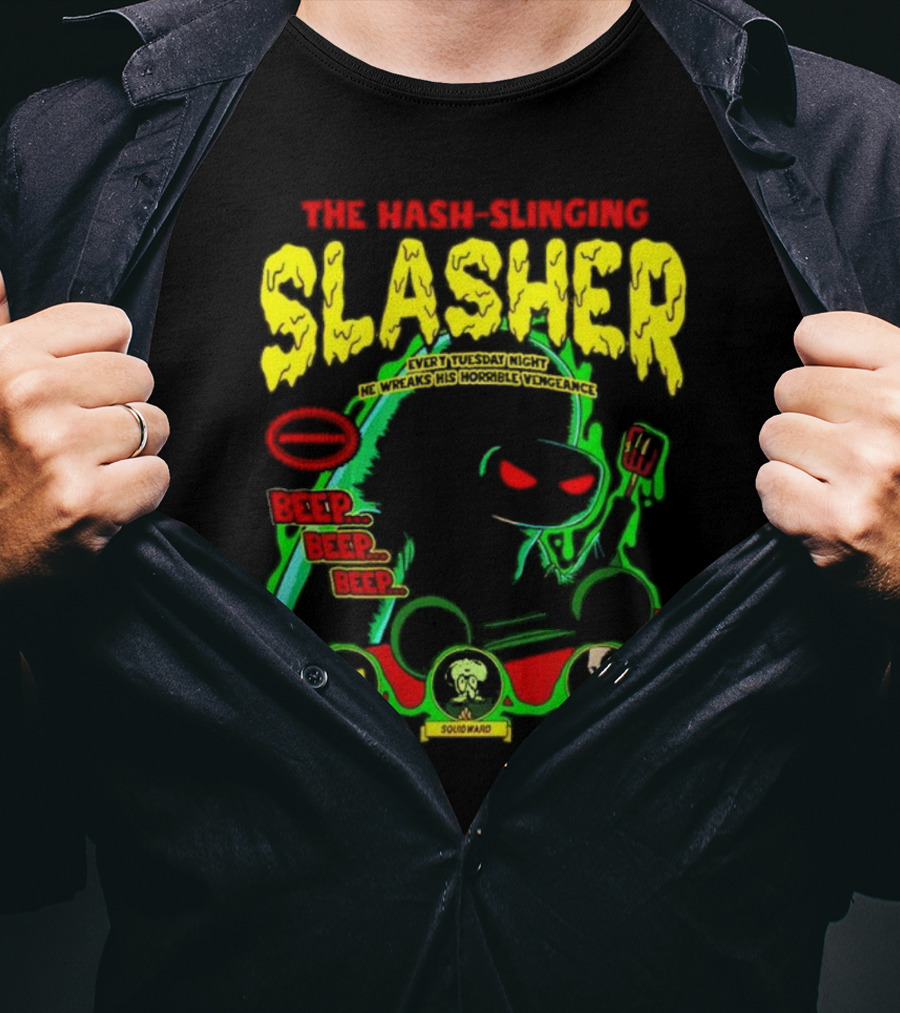 The Hash-Slinging Slasher Every Tuesday Night Beep Beep Featuring Spongebob Squidward Nosferatu T-Shirt