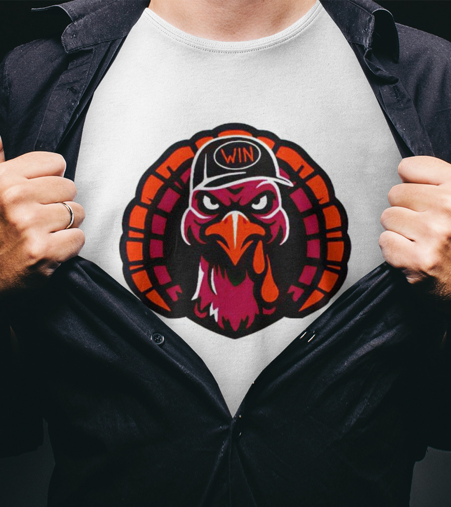 Turkey Wearing A Win Hat With Fierce Expression T-Shirt
