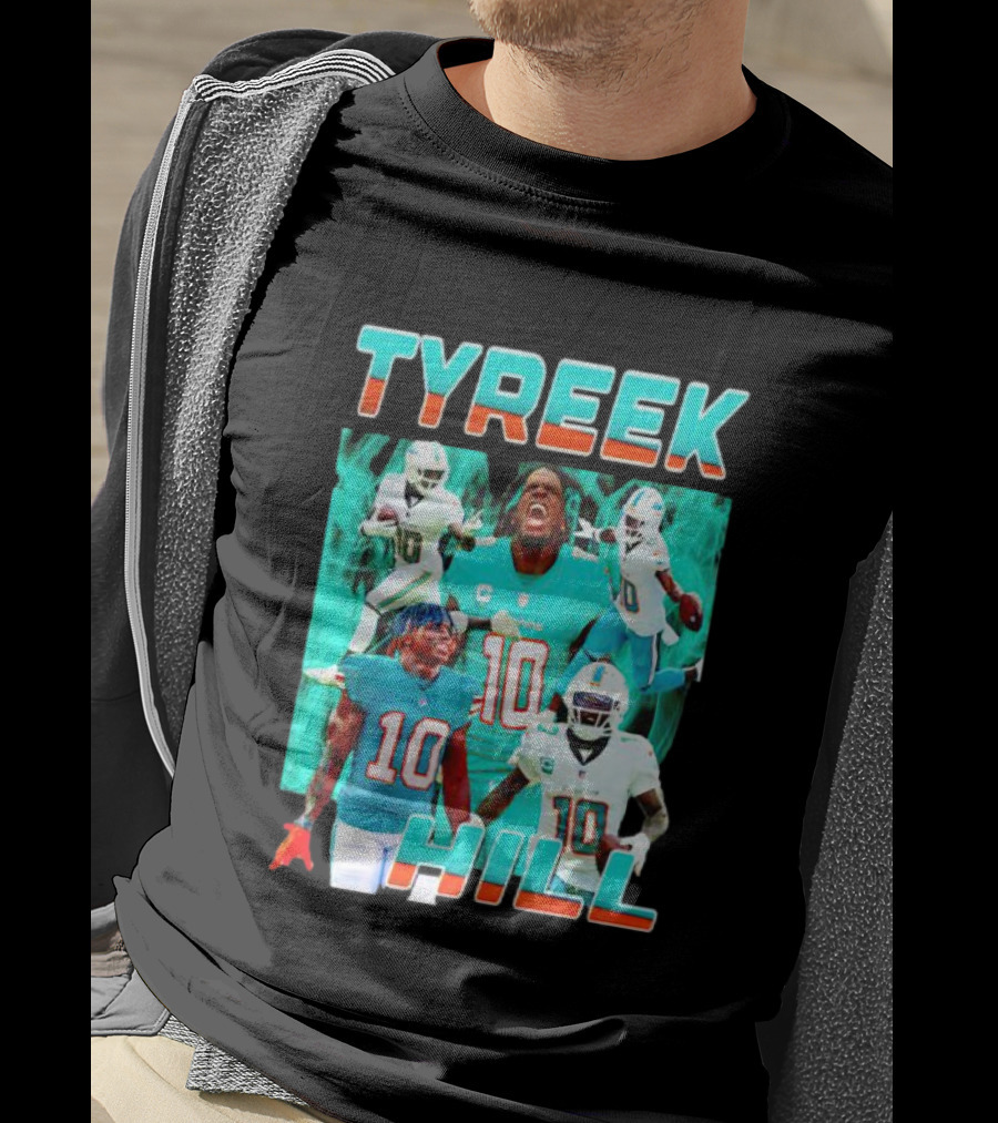 TYREEK HILL Picture Collage Miami Dolphins Football Images T-Shirt