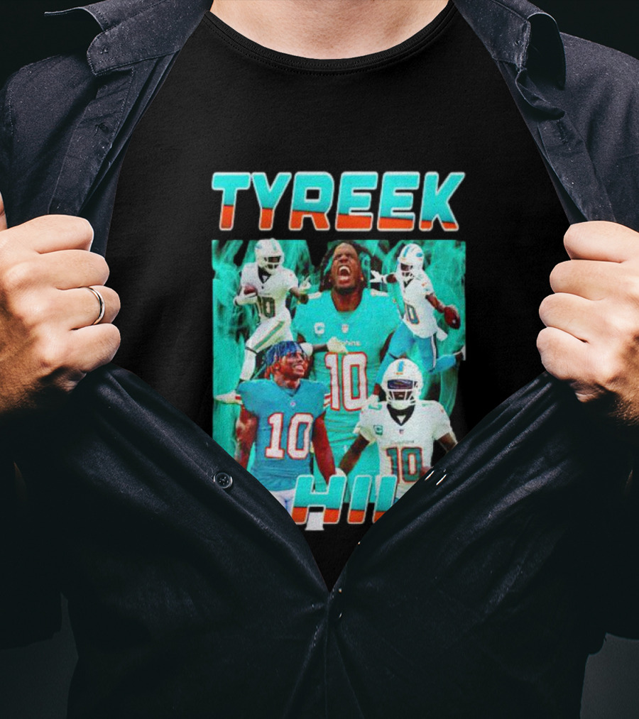 TYREEK HILL Picture Collage Miami Dolphins Football Images T-Shirt