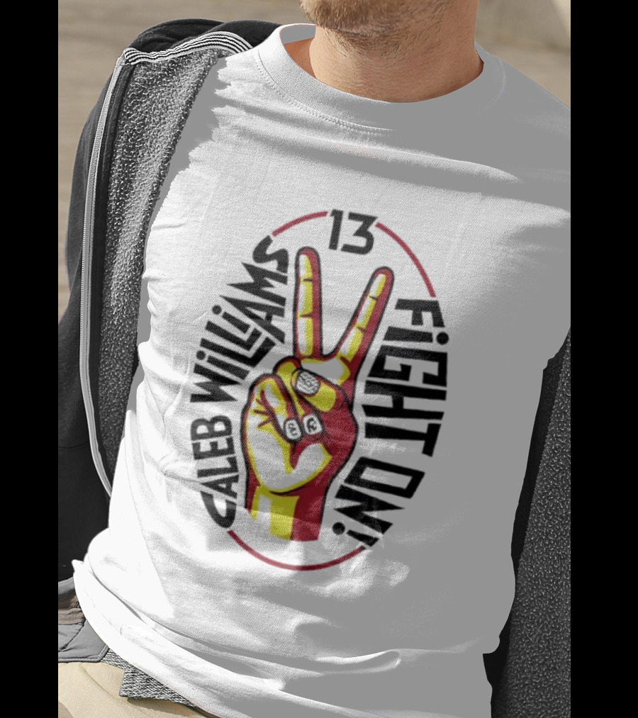 Caleb Williams 13 Fight On USC Trojans Peace Sign T-Shirt
