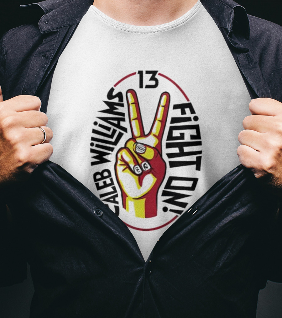 Caleb Williams 13 Fight On USC Trojans Peace Sign T-Shirt