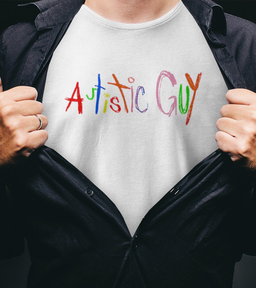 Autistic Guy Multicolored Handwritten Text T-Shirt