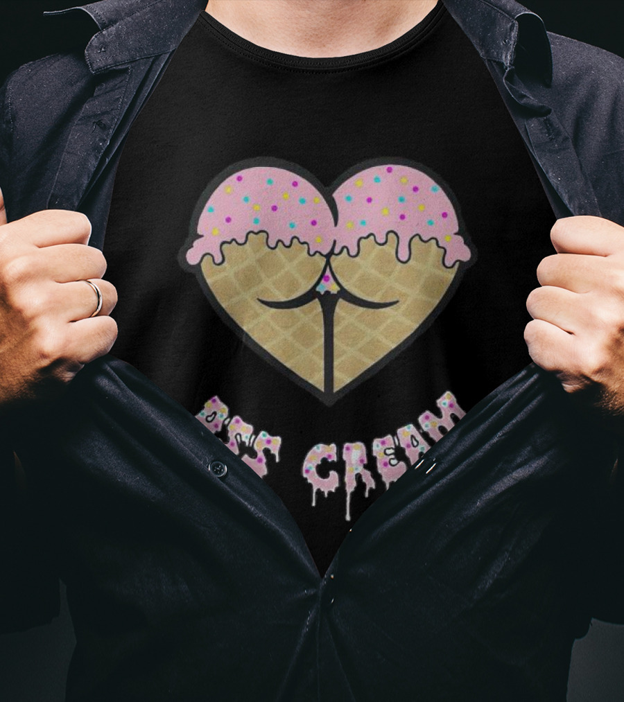 Ass Cream Heart Ice Cream Cone Dripping Sprinkle T-Shirt