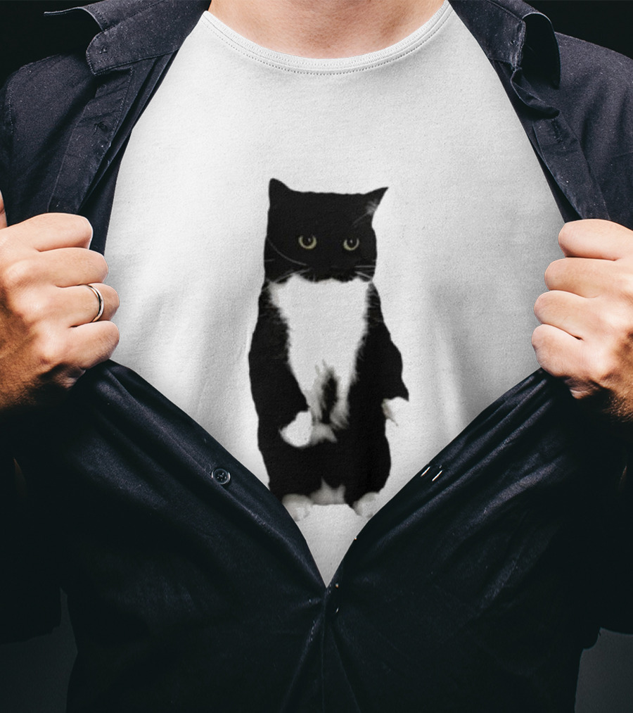 Cat Unico Uniuni Black And White Standing Cat T-Shirt
