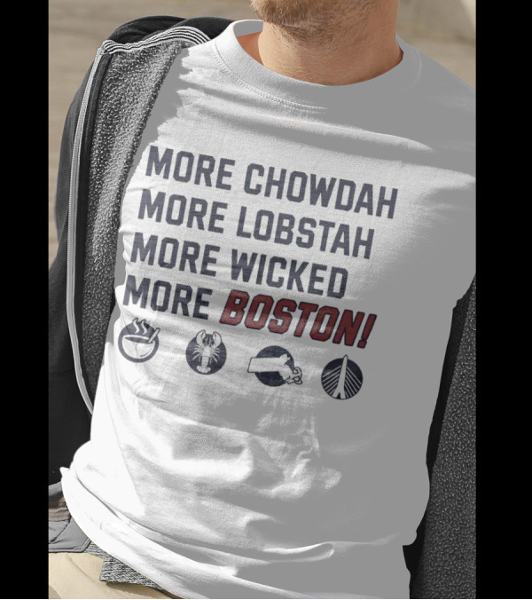 More Chowdah More Lobstah More Wicked More Boston Icons Bowl Lobster Hat Bridge T-Shirt