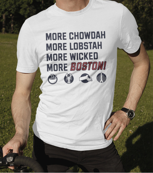 More Chowdah More Lobstah More Wicked More Boston Icons Bowl Lobster Hat Bridge T-Shirt