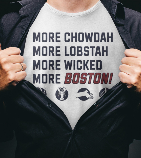 More Chowdah More Lobstah More Wicked More Boston Icons Bowl Lobster Hat Bridge T-Shirt