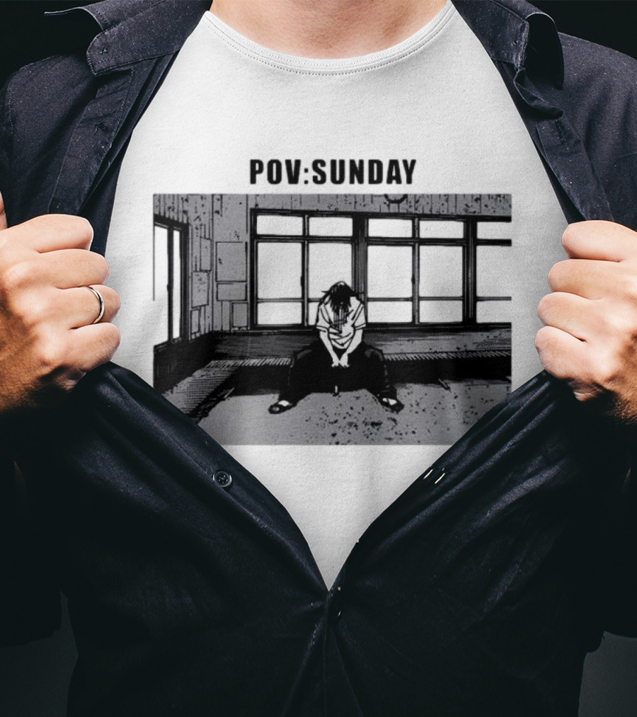 POV Sunday Manga Style Sit Alone Scene T-Shirt
