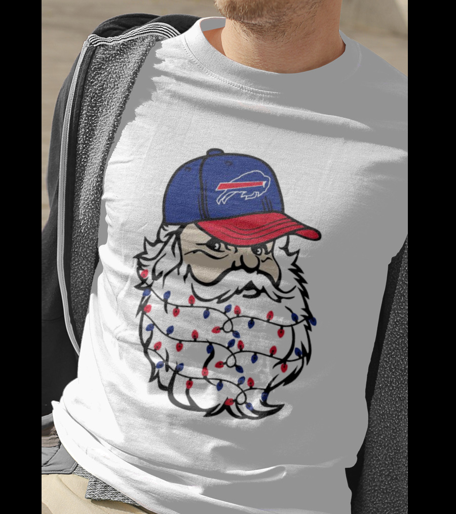 Santa Buffalo Bills Christmas Lights Beard Football T-Shirt