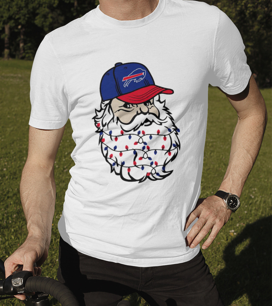 Santa Buffalo Bills Christmas Lights Beard Football T-Shirt