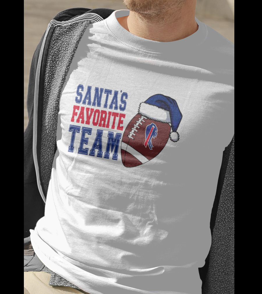 Santa's Favorite Team Buffalo Bills Christmas Football Holiday T-Shirt