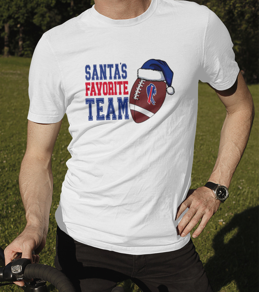 Santa's Favorite Team Buffalo Bills Christmas Football Holiday T-Shirt