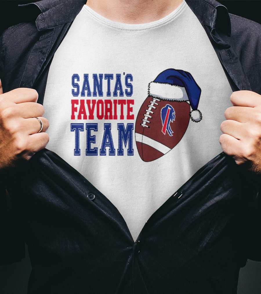Santa's Favorite Team Buffalo Bills Christmas Football Holiday T-Shirt