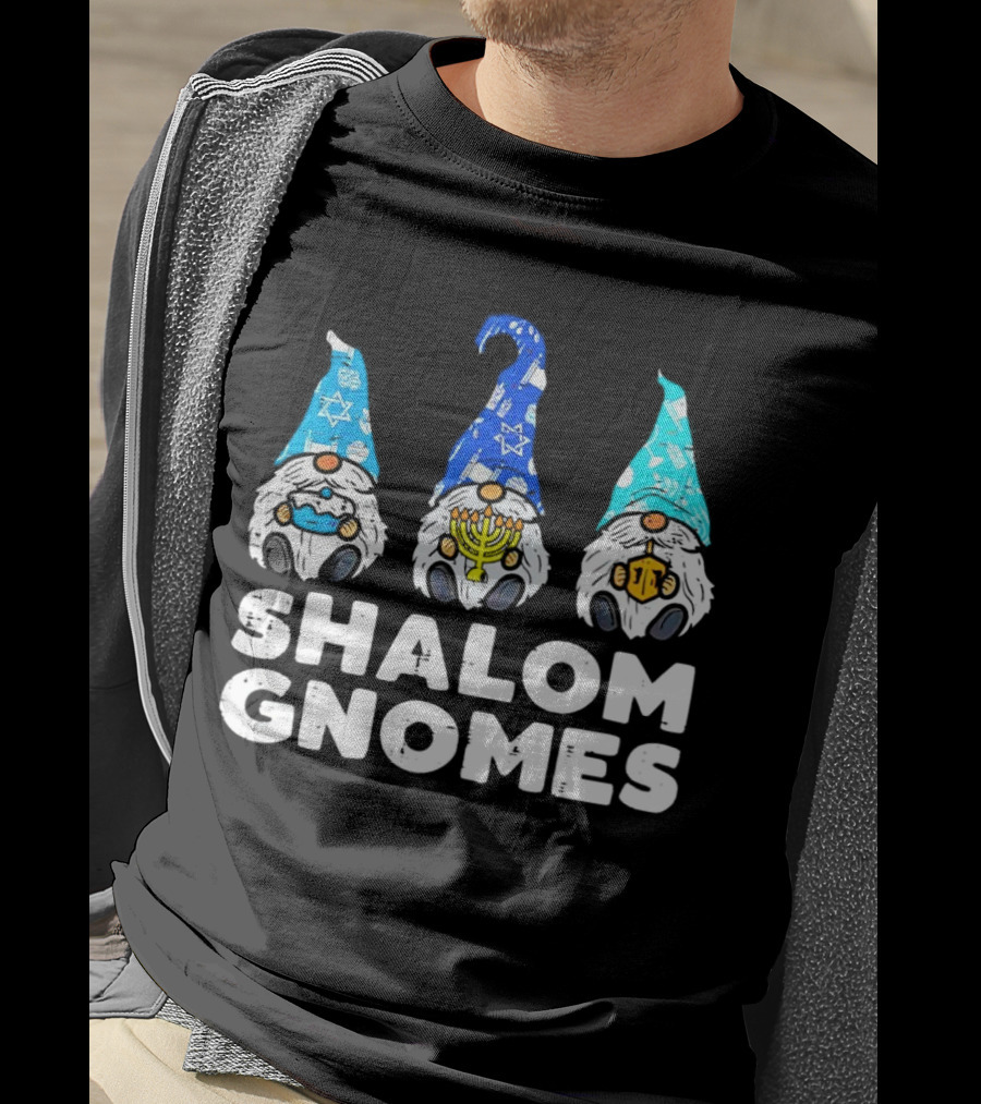 Shalom Gnomes Hanukkah Menorah Star Of David T-Shirt