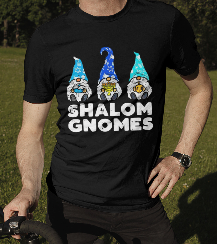 Shalom Gnomes Hanukkah Menorah Star Of David T-Shirt