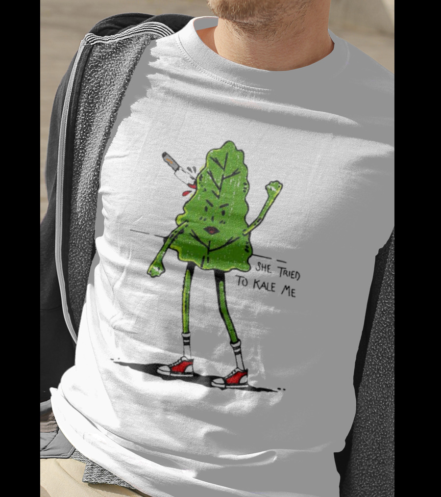 She Tried To Kale Me Smoking Kale Leaf Cartoon In Red Heels T-Shirt