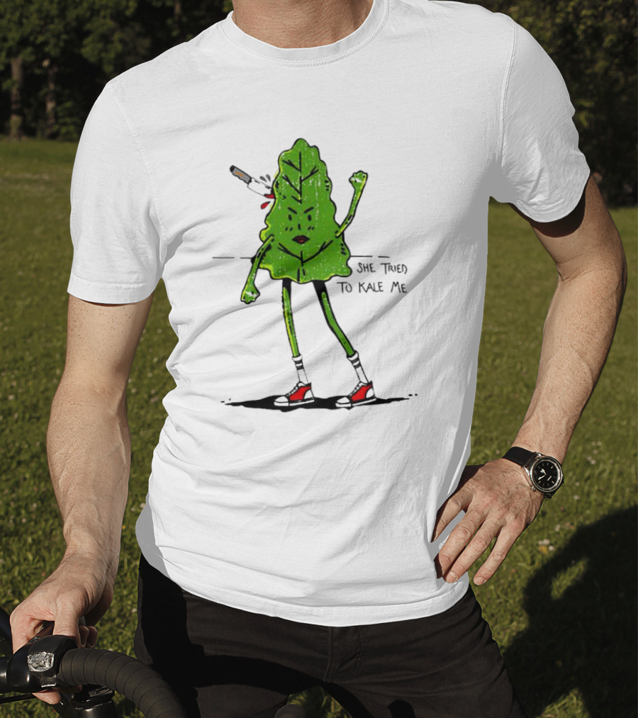 She Tried To Kale Me Smoking Kale Leaf Cartoon In Red Heels T-Shirt
