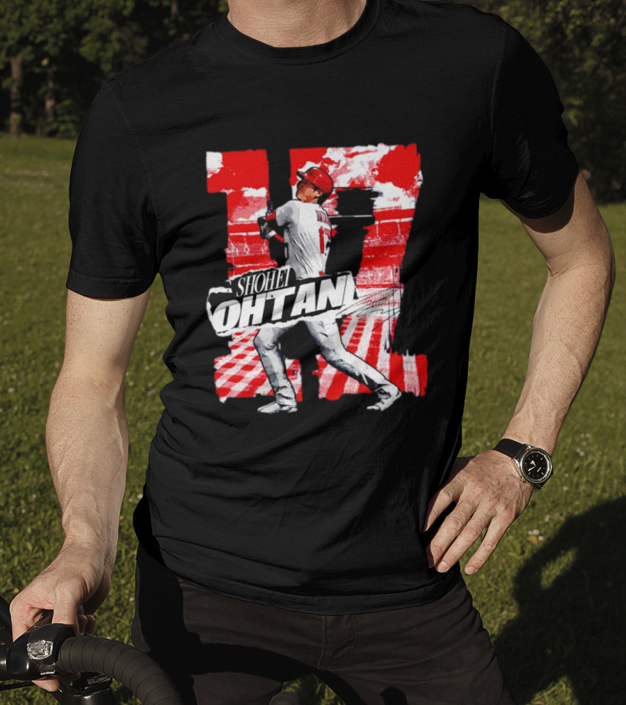Shohei Ohtani Los Angeles Baseball 17 Cartoon Signature T-Shirt