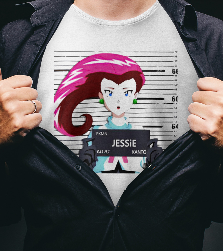 Jessie Mugshot Team Rocket Pokemon Anime T-Shirt