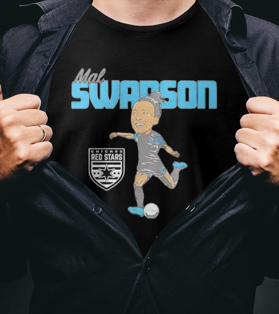 Mal Swanson Chicago Red Stars Soccer Caricature T-Shirt