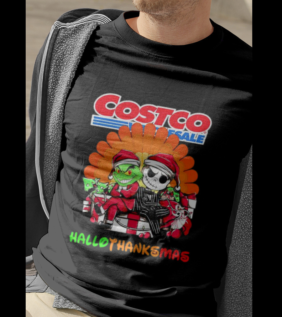 Costco Wholesale Grinch And Jack Skellington HalloThanksMas T-Shirt