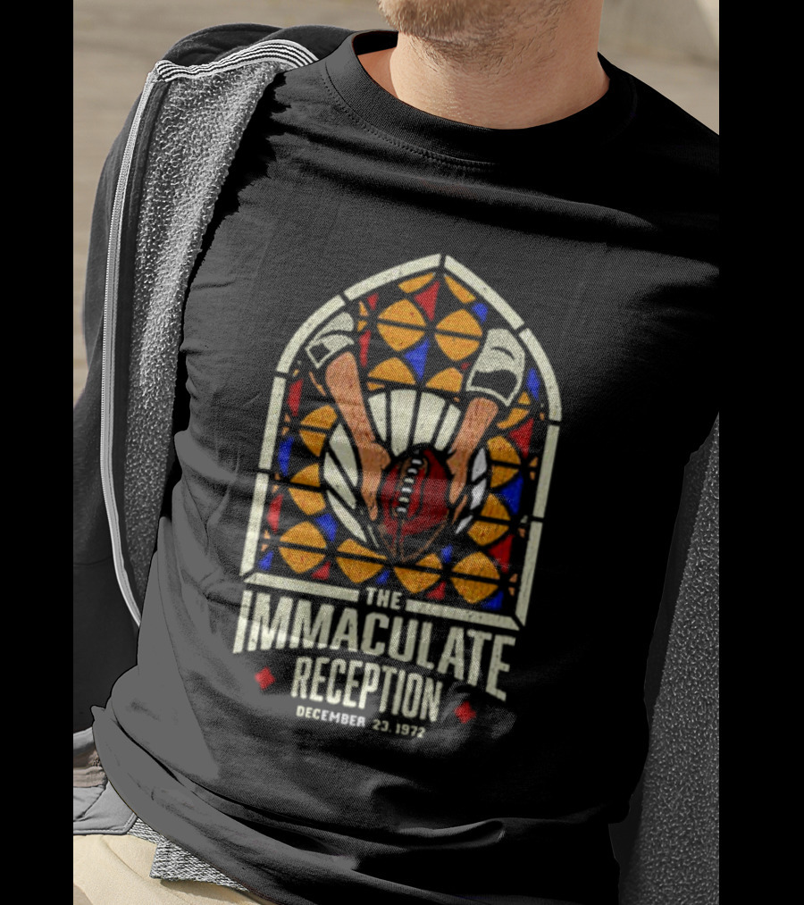 The Immaculate Reception December 23, 1972 Stained Glass Football Catch T-Shirt