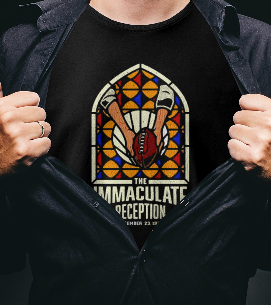The Immaculate Reception December 23, 1972 Stained Glass Football Catch T-Shirt