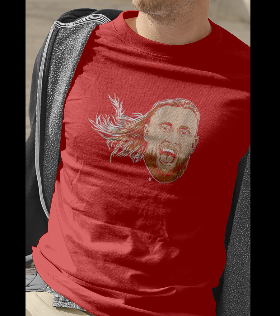 George Kittle Swag Head 49ers Red Beard Roaring Face T-Shirt