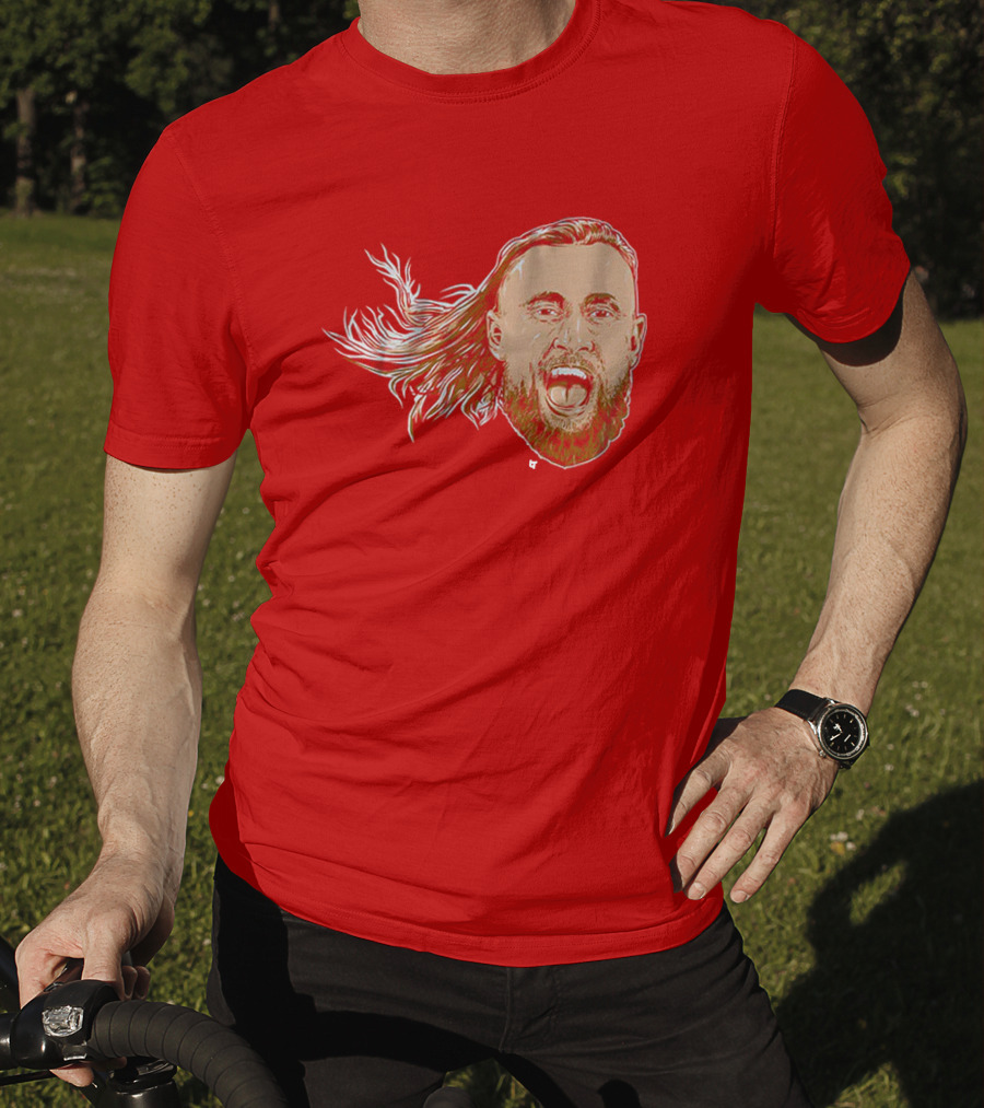 George Kittle Swag Head 49ers Red Beard Roaring Face T-Shirt
