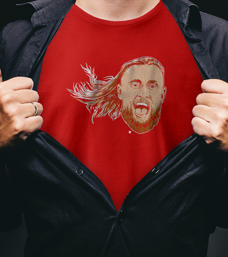 George Kittle Swag Head 49ers Red Beard Roaring Face T-Shirt