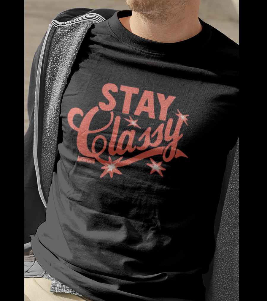 Anchorman Stay Classy Red Text With Stars T-Shirt