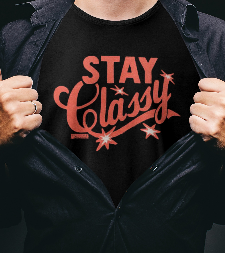 Anchorman Stay Classy Red Text With Stars T-Shirt