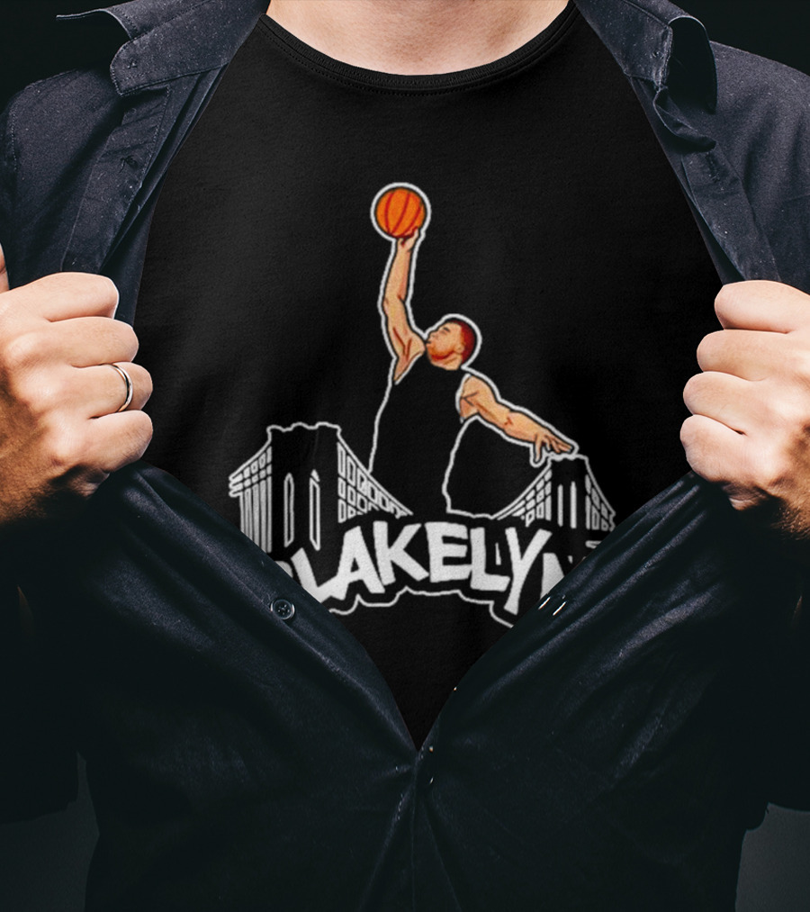 Blakelyn Basketball Dunk Over Bridge Skyline T-Shirt