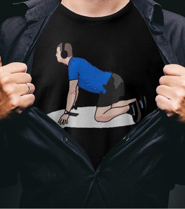 Brandon Staley’s Pregame Routine Headphones Kneeling Exercise T-Shirt