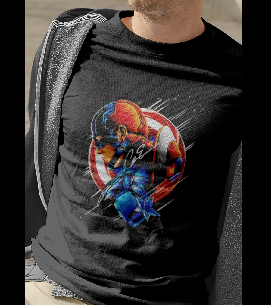 Captain America Profile With Shield Signature T-Shirt