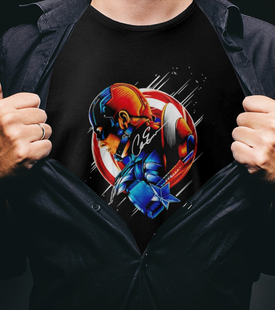 Captain America Profile With Shield Signature T-Shirt
