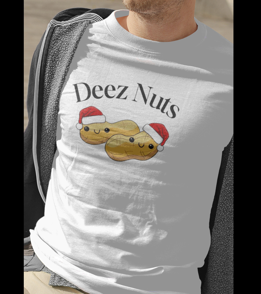 Santa Deez Nuts Merry Christmas Peanuts With Hats T-Shirt