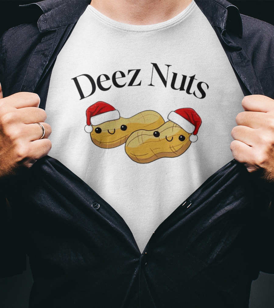Santa Deez Nuts Merry Christmas Peanuts With Hats T-Shirt