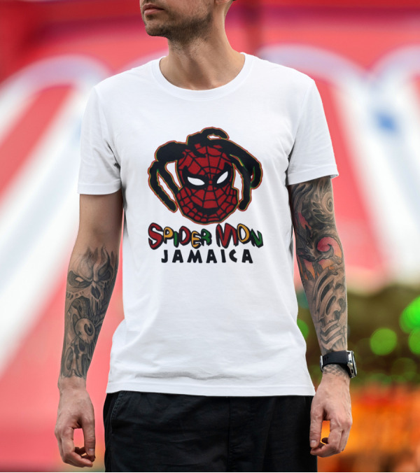 Premium T-Shirt: Spider Mon Jamaica Rasta Colors Face T-Shirt Spider Mon Jamaica Rasta Colors Face T-Shirt