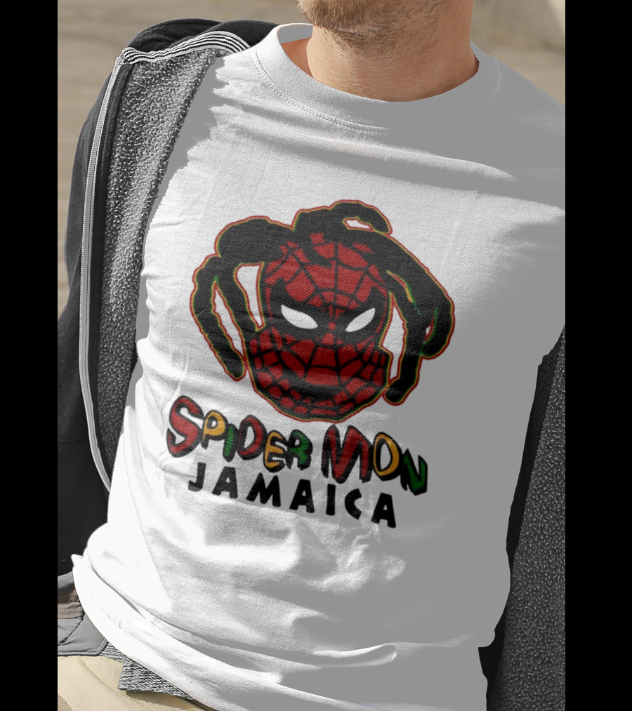 Spider Mon Jamaica Rasta Colors Face T-Shirt